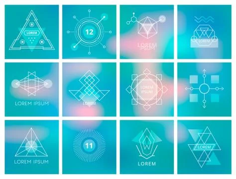 Futuristic Geometric Hipster Elements and Logos Stock Illustration