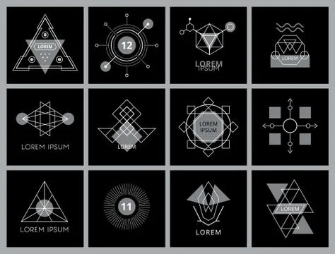 Futuristic Geometric Hipster Elements and Logos Stock Illustration