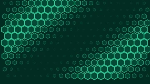 Futuristic geometric honeycomb pattern with luminous glow on dark green bac.. Stock Footage 343633683