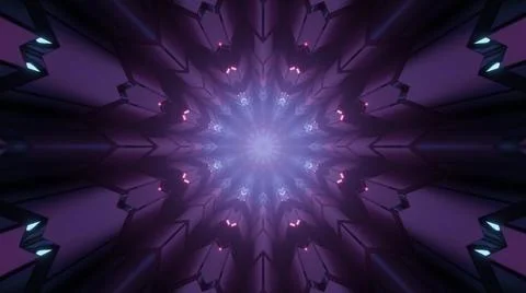 Futuristic geometric purple pattern with light rays 3d illustration Stock Illustration