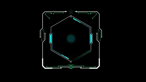Futuristic Geometric Scanner HUD With Polygon Frame And Central Indicator Видео 344961004