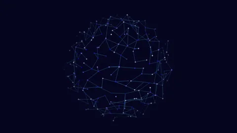 Futuristic geometric sphere with neon dots on black gradient Stock Footage 240286872