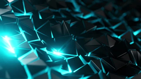 Futuristic Geometric Surface - Looping 3D Abstract Animation with Glowing Edges. Stock Footage 310367023