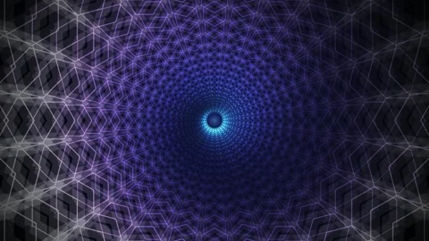 Futuristic Geometric Tunnel Seamless Loop Neon Cyberpunk Grid Background Stock Footage 340889477