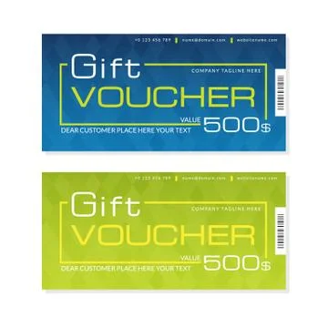 Futuristic gift voucher templates in two colors Stock Illustration