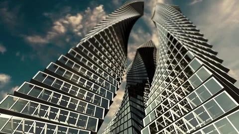 Futuristic Glass Building 3D Stock Footage 164865566