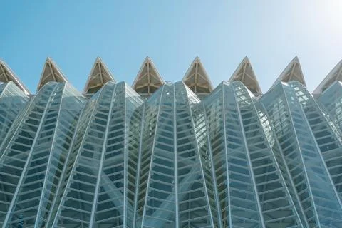 Futuristic glass building with angular design Fotos de archivo