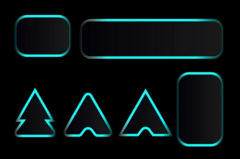 Futuristic glass frames with neon glow in blue and electric tones. Transpar.. 库存插图