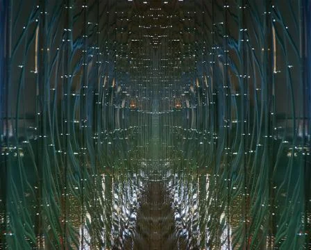 Futuristic glass tunnel-- Abstract pattern formed by glass structure Foto stock