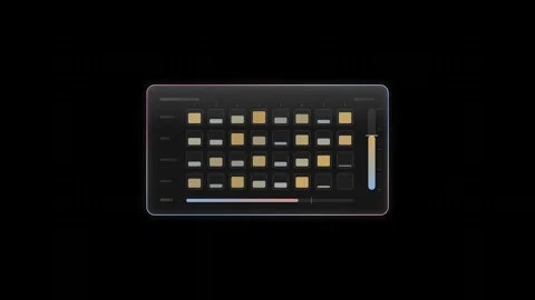 Futuristic Glass UI Interface Featuring a Warehouse Grid with Soft Azure and Ros Stock Footage 341329362