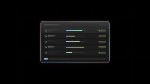 Futuristic glass user interface displaying fleet status with a sleek design feat Stock Footage 341329361