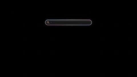 Futuristic glass user interface showcasing a search bar expanding into a results Stock Footage 341306653