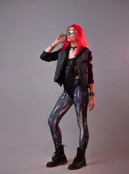 Futuristic glasses with backlight, an augmented reality gadget. Stock Photos