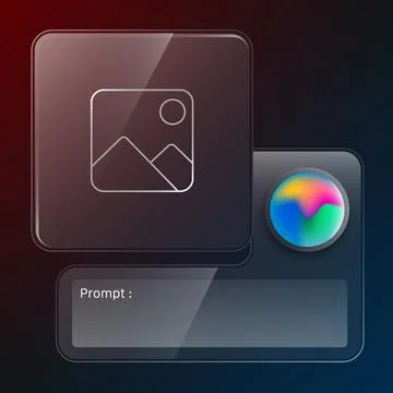 Futuristic Glassmorphism AI Image Generator Interface Design Stock Illustration