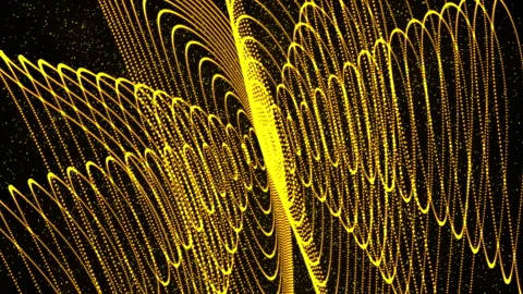 Futuristic glittering circle fly movement flickering wave loop in space on bl Stock Footage 270517280