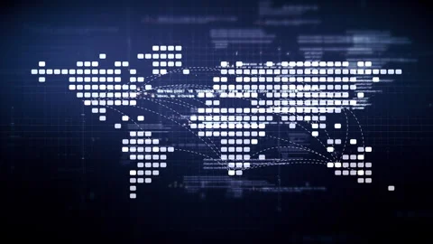 Futuristic Global AI Network Simulation Stock Footage 296895100