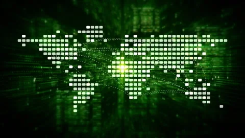 Futuristic Global AI Network Simulation Stock Footage 296896432