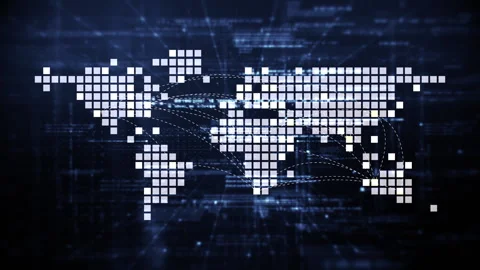 Futuristic Global AI Network Simulation Stock Footage 296896594