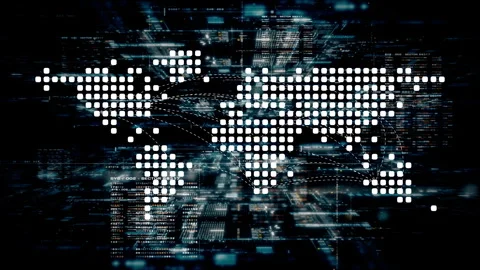 Futuristic Global AI Network Simulation Stock Footage 296896619
