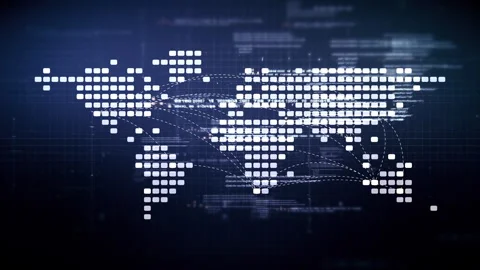 Futuristic Global AI Network Simulation Stock Footage 296896622
