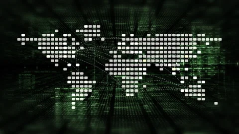 Futuristic Global AI Network Simulation Stock Footage 296896671