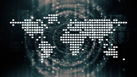Futuristic Global AI Network Simulation Stock Footage 296897358