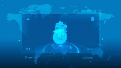 Futuristic Global Communication Technology with Digital Overlay Map Stock Illustration