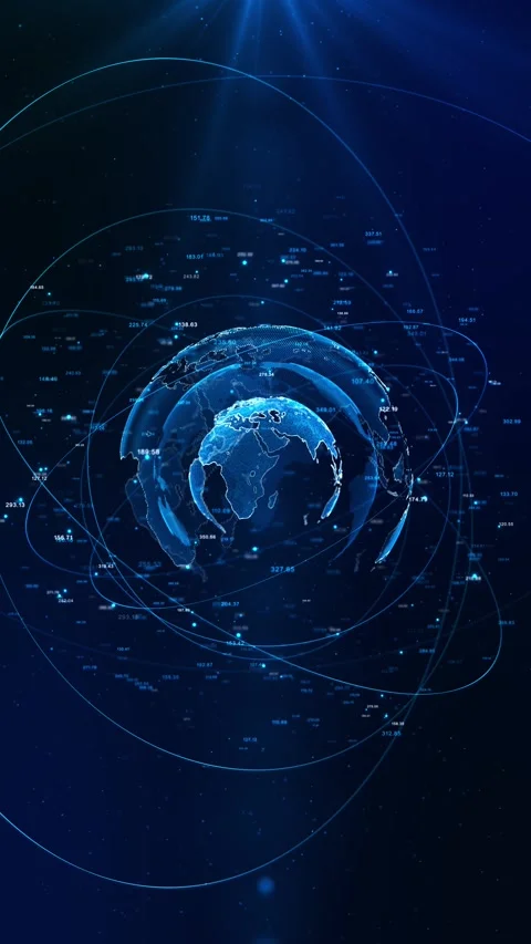 Futuristic Global Data Connectivity Earth Digital Analytics Network Flow data st Stock Footage 341906540