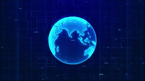 Futuristic Global Data Globe with Digital Network Grid 스톡 동영상 341373218
