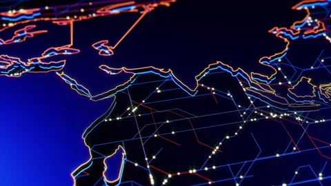 Futuristic Global Digital Connection 01 4K Stock Footage 297364450