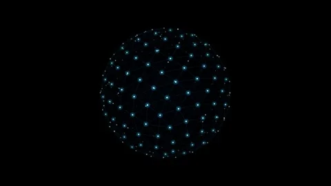 Futuristic Global Digital Data Network Globe with Connected Nodes Stock Footage 345436946