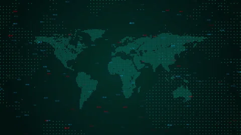 Futuristic Global Digital World Map with Data Points Stock Footage 339057623
