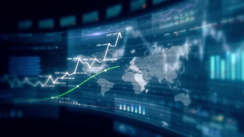 Futuristic global financial data visualization Stock-Footage 333236221