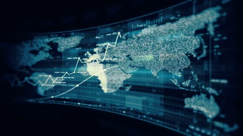 Futuristic global financial data visualization Stock-Footage 333236384