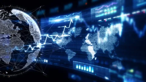 Futuristic global financial data visualization Stock-Footage 333238333
