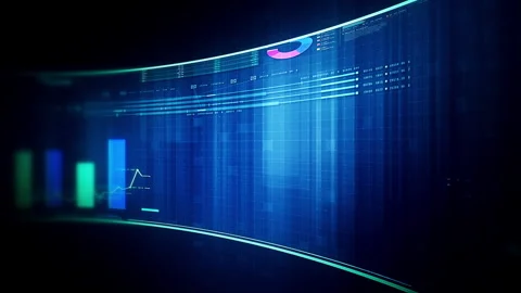 Futuristic global financial data visualization, world map and digital globe Stock Footage 337696128