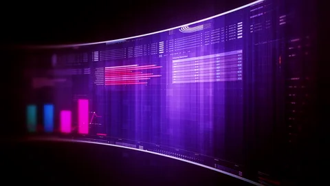 Futuristic global financial data visualization, world map and digital globe Stock Footage 337696432