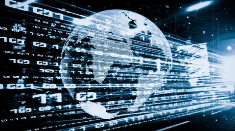 Futuristic global network and tacit digital data transfer 3D graphic Stock Photos