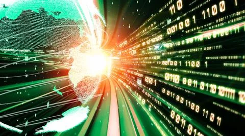 Futuristic global network and tacit digital data transfer 3D graphic Photos