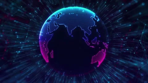 Futuristic Global Network Globe With Data Connections Stock Footage 341355644