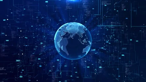 Futuristic Global network map. technology tech. planet Earth. world network conn Stock Footage 341895805