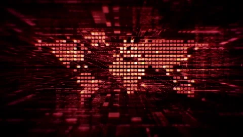 Futuristic global network simulation blending AI, quantum physics, and deep Stock Footage 296747532