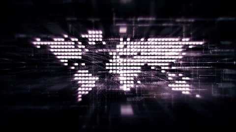 Futuristic global network simulation blending AI, quantum physics, and deep Stock Footage 296747662