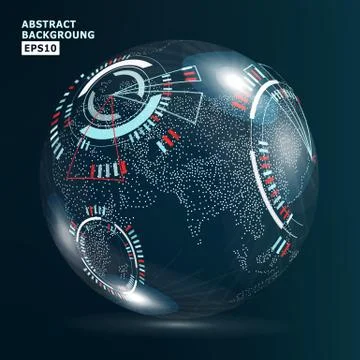 Futuristic Globalization Interface. Earth Science Technology Abstract Background Stock Illustration