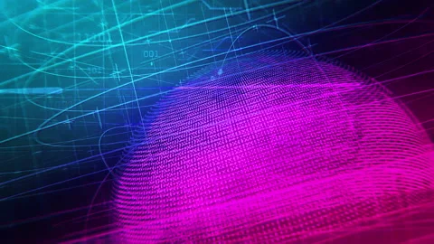 Futuristic globalization interface, sci fi 3d render Stock Footage 154847337