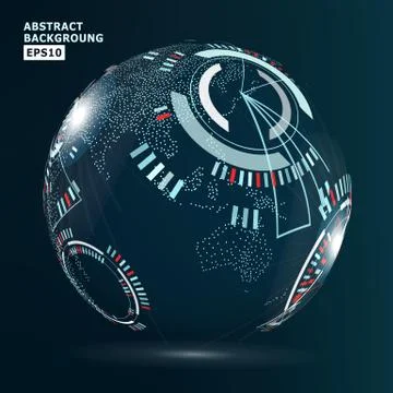 Futuristic Globalization Interface. Vector Abstract Hi-tech Background Illustrazione stock