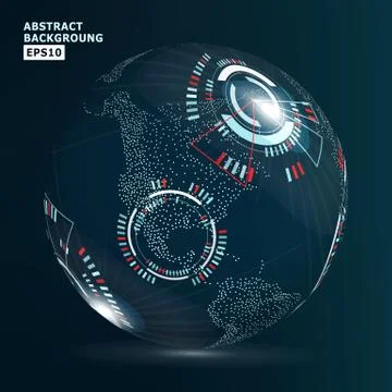 Futuristic Globalization Interface. Vector Illustration. Abstract Digital 스톡 일러스트