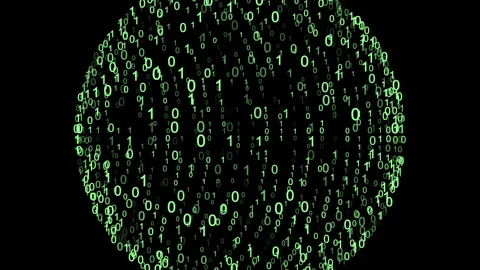 Futuristic Globe Earth Rotation With Binary Code Animation In Digital Cyber Stock Footage 342476860