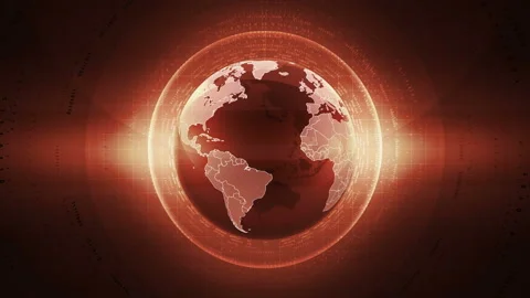 Futuristic Globe Earth Sphere Global Hologram Red Hud Animation 스톡 동영상 115084876