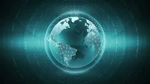 Futuristic Globe Earth Sphere with Network Connection Global Hologram Hud Stock Footage 113919374